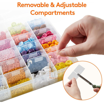 Skaidrus plastikinis organizatorius saugojimui, 2 rinkiniai, 36 skyrių, stumdomas dizainas, logotipo spauda galimas