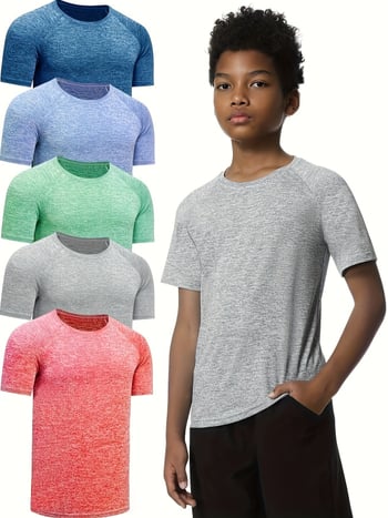 Berniukams skirtas sportinis marškinėliai su apvaliu kaklu, trumpomis rankovėmis, modelis B5212026