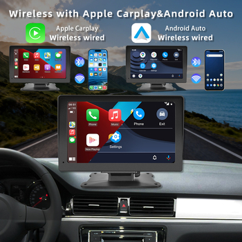 HD liečiamasis ekranas automobiliui, belaidis CarPlay/Android Auto, dvigubas Bluetooth, AUX, 64GB atmintis
