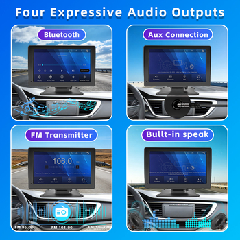 HD liečiamasis ekranas automobiliui, belaidis CarPlay/Android Auto, dvigubas Bluetooth, AUX, 64GB atmintis