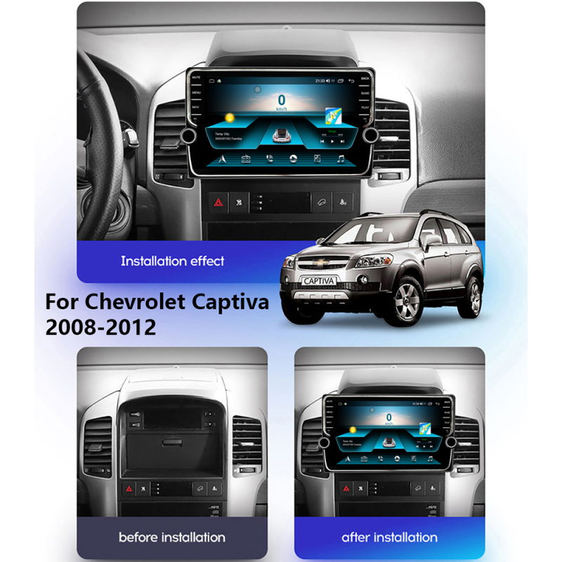 Chevrolet Captiva 2008-2012 Android glavna jedinica s CarPlay, zaslon 1024x600, napajanje 12V, 4x50W, materijali: metal/plastika/LED