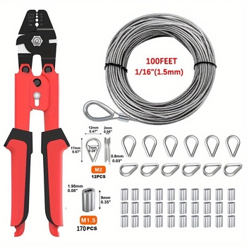 Krimpavimo komplektas nerūdijančiam plieno lynui, 7x7 pluoštai, personalizavimas ir logotipo atspaudas