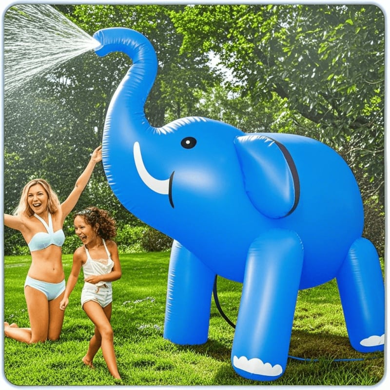 Slona formas ūdens izsmidzinātājs, 5ft, zilā krāsā, ārējai izmantošanai