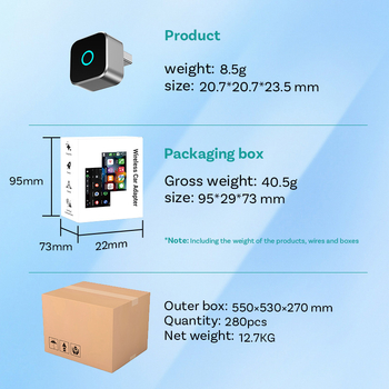 Ottocast мини куб безжичен CarPlay адаптер за Android Auto – модел cp88m, Android OS, Wireless CarPlay, CarPlay съвместим, 50 г