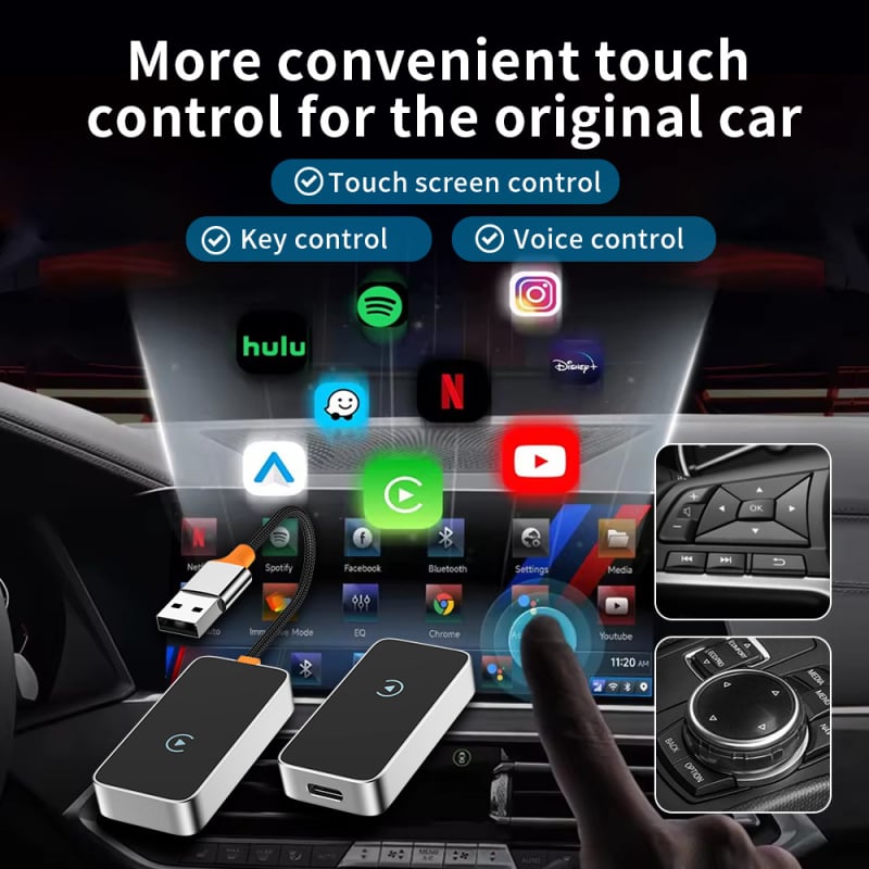 Безжичен активатор за CarPlay модул CP11 — алуминиева сплав, 1GB RAM, 1920x1080, CarPlay операционна система