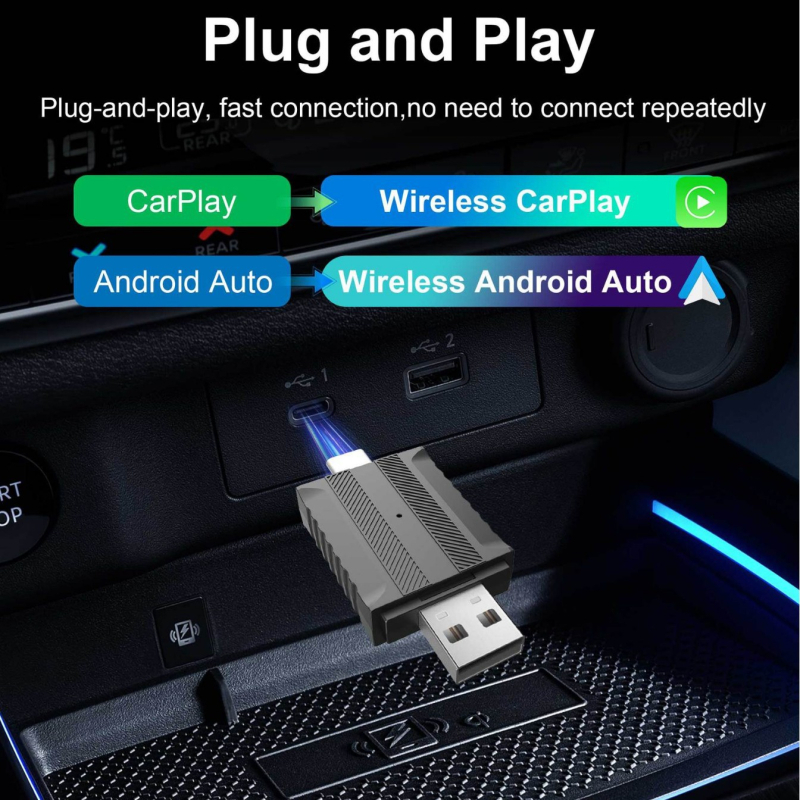 Безжичен модул CarPlay и Android Auto, двуядрен процесор, 1GB RAM, 16GB ROM, USB интерфейс
