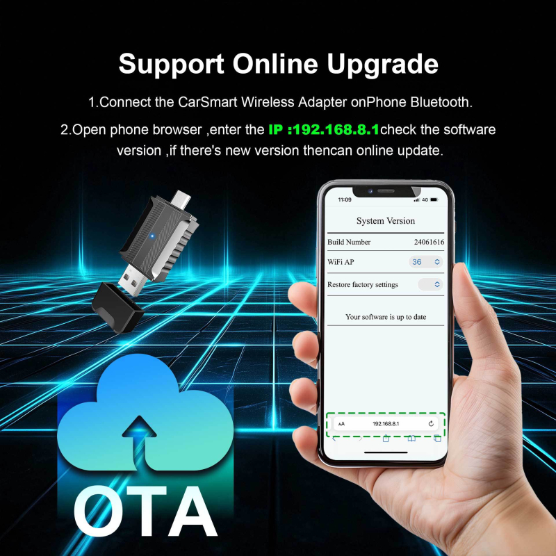 Безжичен модул CarPlay и Android Auto, двуядрен процесор, 1GB RAM, 16GB ROM, USB интерфейс