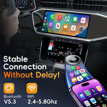 Bežični CarPlay adapter s dvostrukim sučeljem za auto - Plug and Play, dvostruko jezgreni CPU, 2 GB RAM, 16 GB ROM, USB-C, iOS