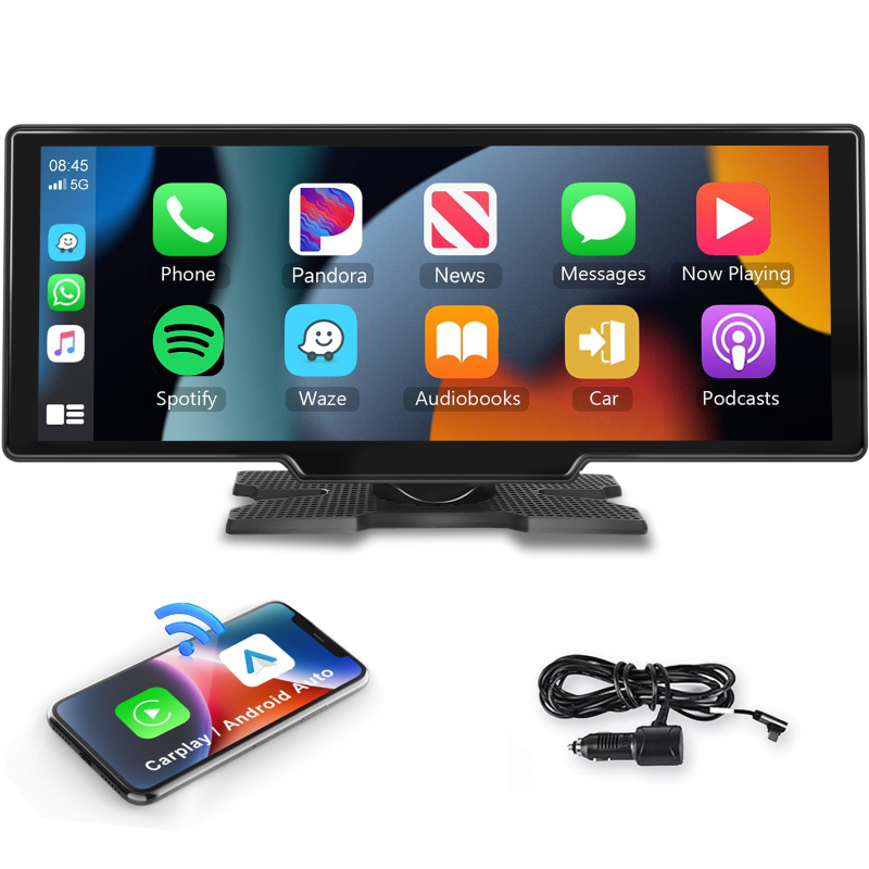 Autó infotainment rendszer vezeték nélküli CarPlay és hangvezérlés mellett, CP04, nyolcmagos CPU, 2GB RAM, 64GB ROM, Linux OS, Type-C interfész