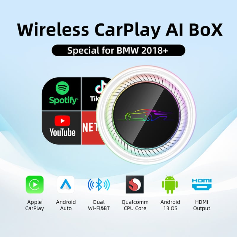 BMW juhtmevaba CarPlay Android-süsteemi jaoks auto ühenduskarp, Qualcomm 6125, 8GB RAM + 128GB salvestus, mudel RM-KPL 089 B