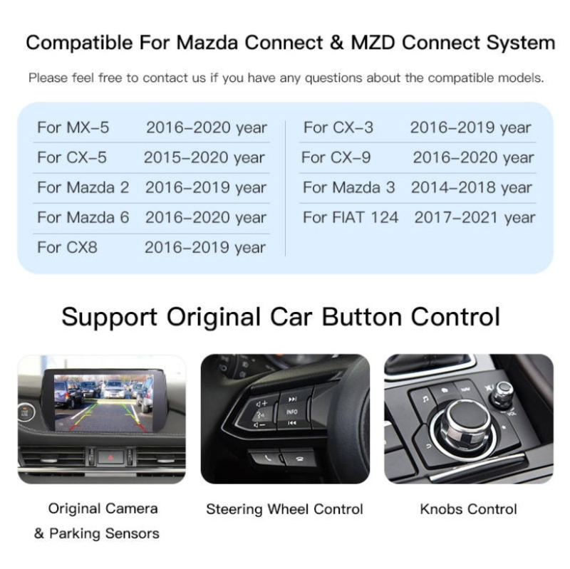 Безжичен CarPlay и Android Auto интерфейс за Mazda MZD - Type-C, модел K1414, 1GB RAM