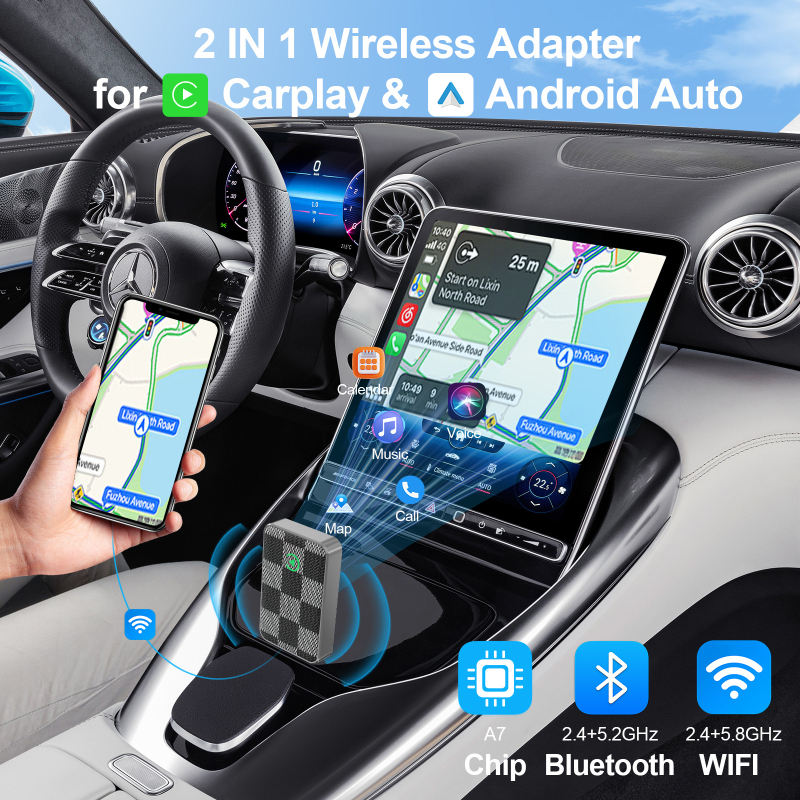 Bežični CarPlay USB-C adaptor - Plug-and-Play auto infotainment, model A009, USB+Type-C sučelje, WiFi/Bluetooth dvostruka veza, kompatibilan s vozilima koja imaju CarPlay