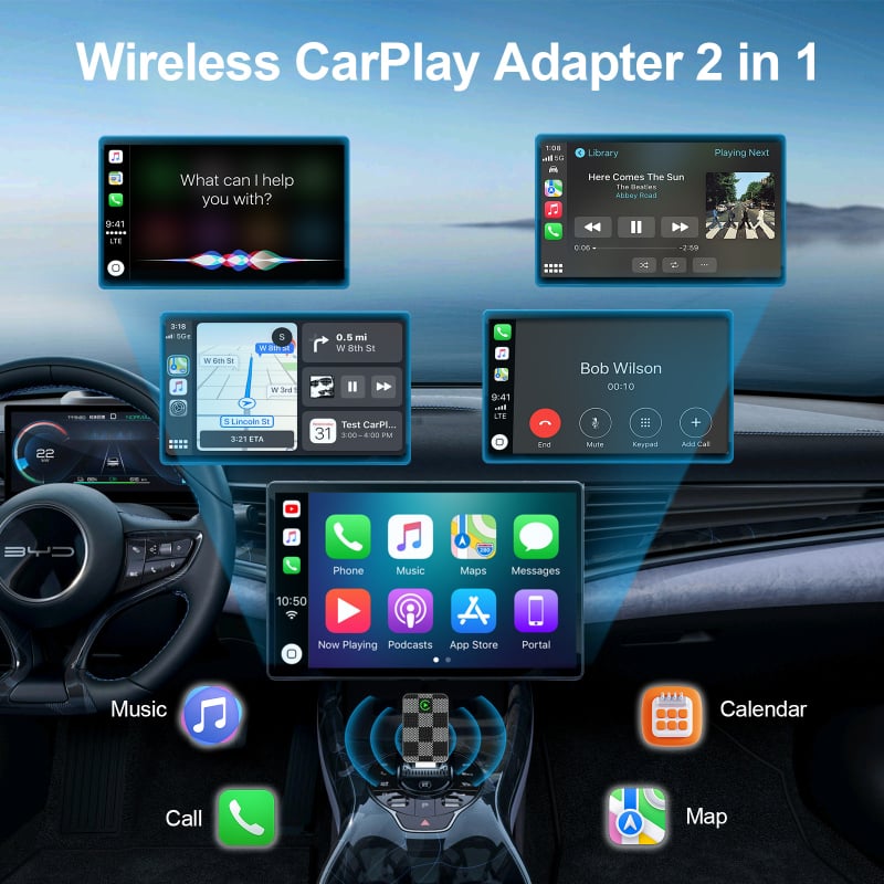 Bežični CarPlay USB-C adaptor - Plug-and-Play auto infotainment, model A009, USB+Type-C sučelje, WiFi/Bluetooth dvostruka veza, kompatibilan s vozilima koja imaju CarPlay