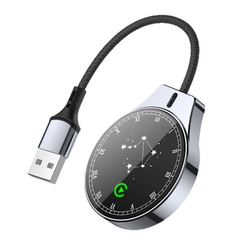 Cutie USB CarPlay fără fir pentru iPhone și Android Auto — 1080P, 2-în-1 CarPlay/Android Auto, sticlă temperată + aliaj de aluminiu, Model TYKJ-4157