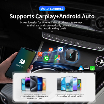CarPlay конвертор 2-в-1: кабелно към безжично CarPlay и Android Auto, модел Zu4277s, USB или USB-C интерфейс, алуминиев сплав корпус и TPE, тегло 50 g