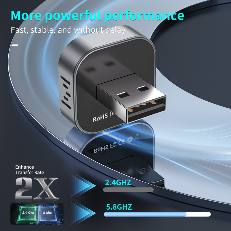 CarPlay конвертор 2-в-1: кабелно към безжично CarPlay и Android Auto, модел Zu4277s, USB или USB-C интерфейс, алуминиев сплав корпус и TPE, тегло 50 g