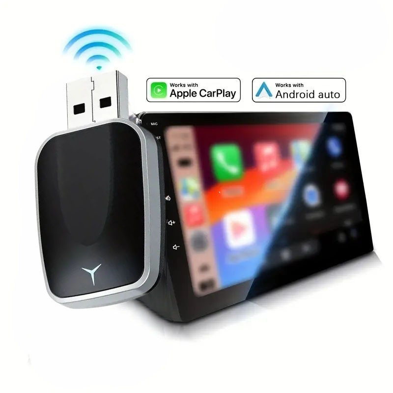 Автомобилна свързваща кутия: безжично CarPlay и Android Auto, USB интерфейс, модел Y9, тегло 100 g, персонализация