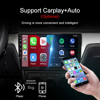 Yihang Android auto galvenā vienība ar GPS navigāciju, CarPlay un Wi‑Fi | IPS displejs, 7.9/9/10 collas, 12V barošana, 4x45W izeja