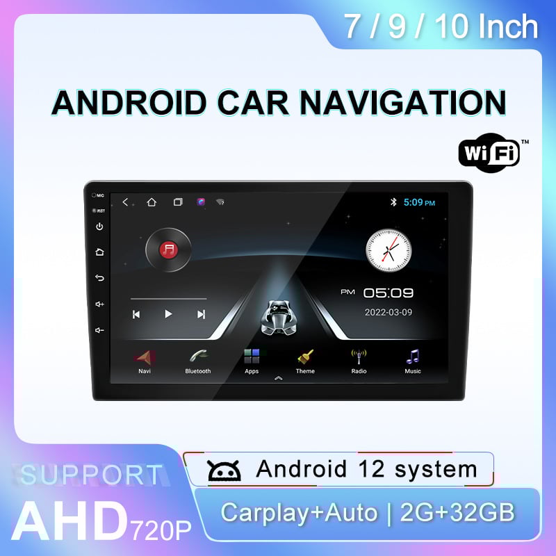 Yihang Android auto galvenā vienība ar GPS navigāciju, CarPlay un Wi‑Fi | IPS displejs, 7.9/9/10 collas, 12V barošana, 4x45W izeja