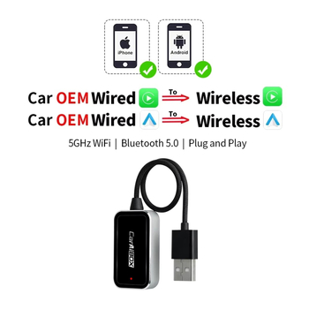 CarPlay безжичен адаптер за автомобил – модел ZC12A, RAM 1 GB, ABS корпус, за CarPlay/Android Auto, без екран