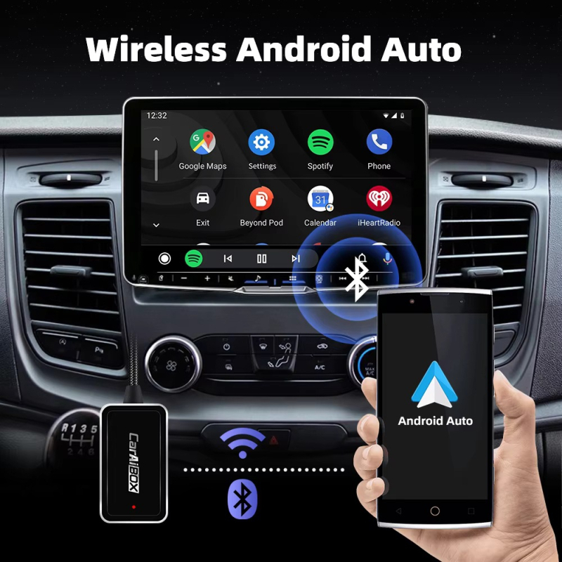 CarPlay безжичен адаптер за автомобил – модел ZC12A, RAM 1 GB, ABS корпус, за CarPlay/Android Auto, без екран