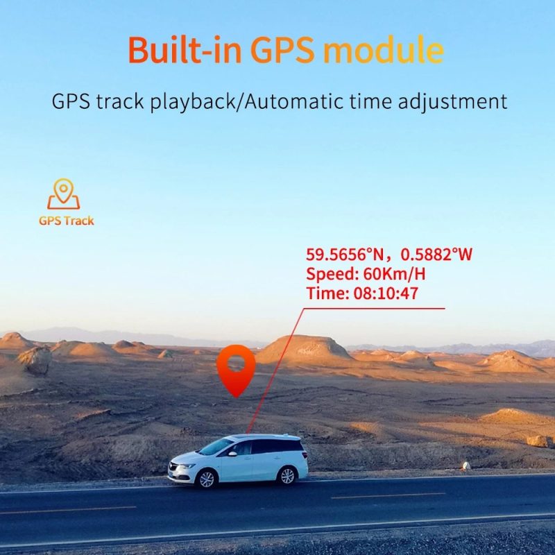 4K elülső–hátsó kettős autó kamera, 170° látószög, GPS, CarPlay