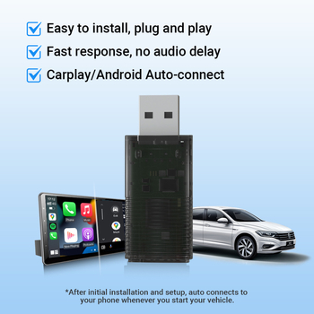 Ottocast juhtmevaba CarPlay ja Android Auto 2-ühes adapter, USB-C, cp86 dual channel, ekraanita, kaal 50 g