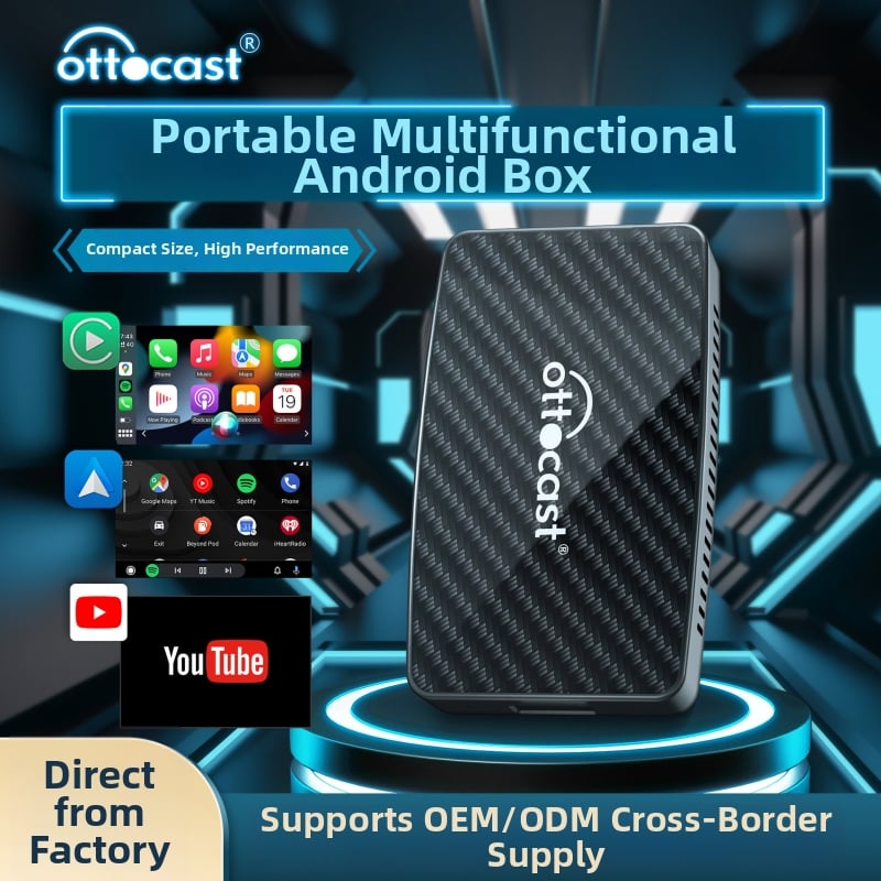 OTTOCAST CA400S Android Box bezvadu CarPlay un Android Auto 2-1 - četrkodolu procesors, 2GB RAM, 16GB ROM, Android 12, BT 4.2, USB-C/USB-A