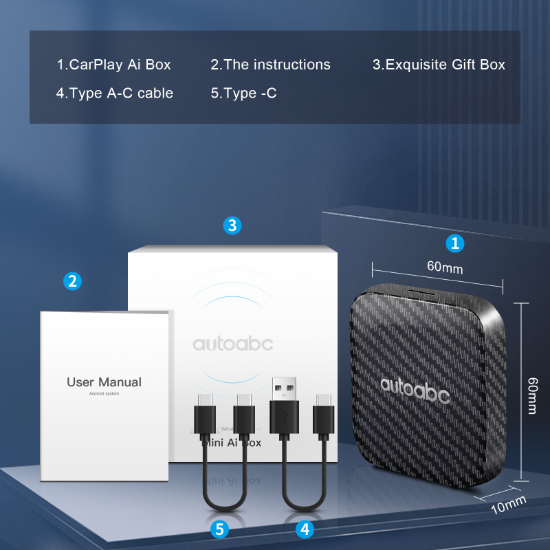 AI Box juhtmevaba CarPlay ja Android Auto, 2GB RAM, 16GB mälumaht, USB-C, ekraanita, YouTube ja Netflix toega