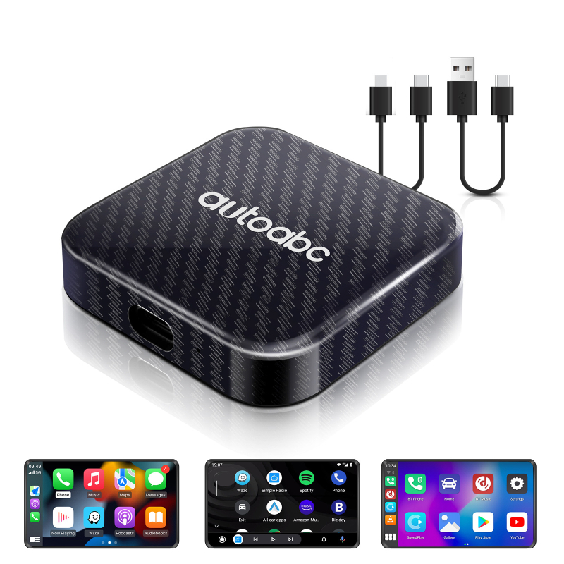 AI Box juhtmevaba CarPlay ja Android Auto, 2GB RAM, 16GB mälumaht, USB-C, ekraanita, YouTube ja Netflix toega