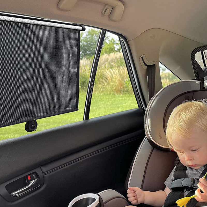 Автомобилен слънчев сенник за прозорец – PVC, монтаж чрез вакуумни чашки, печат на лого, тегло 0,2 кг