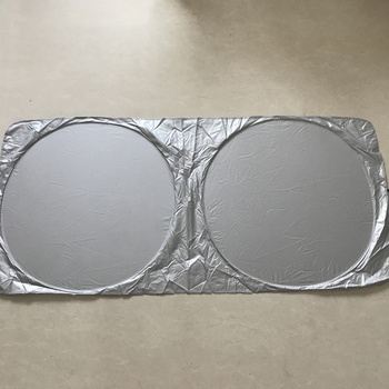 Автомобилна слънцезащитна щора за предното стъкло, дизайн с двойно кръгче, Silver-Tape материал, печат на лого, тегло 120 g, монтаж тип паста