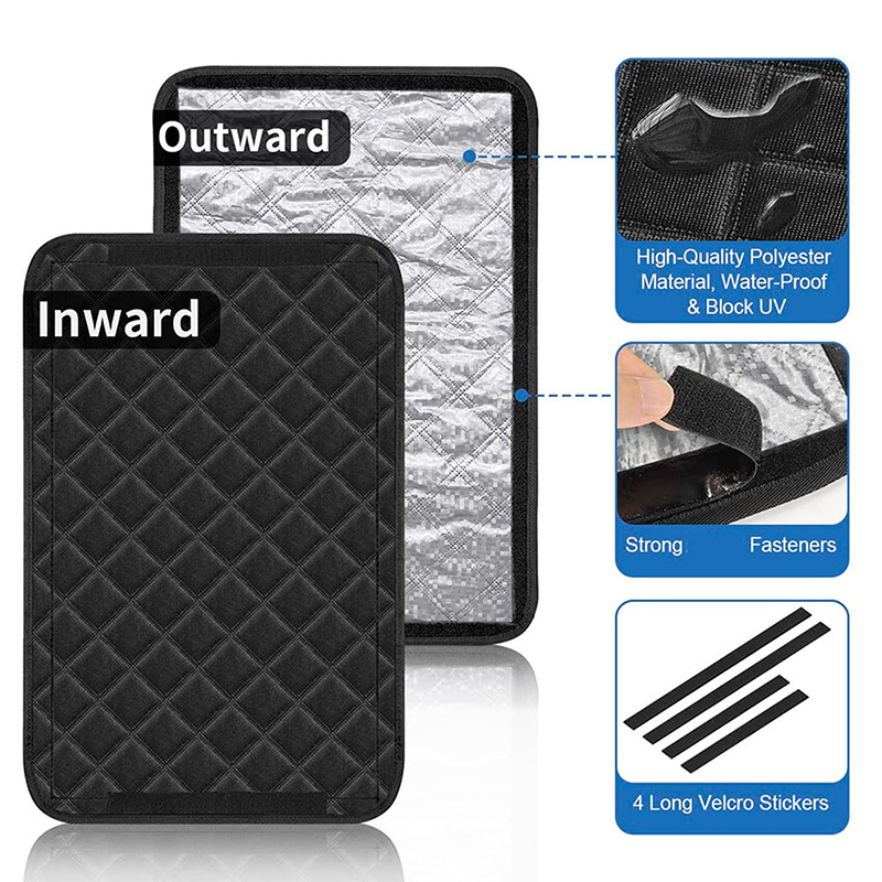 Összecsukható alumínium RV ablakárnyékoló Velcro rögzítéssel, ajtók és ablakok számára, vízálló anyag