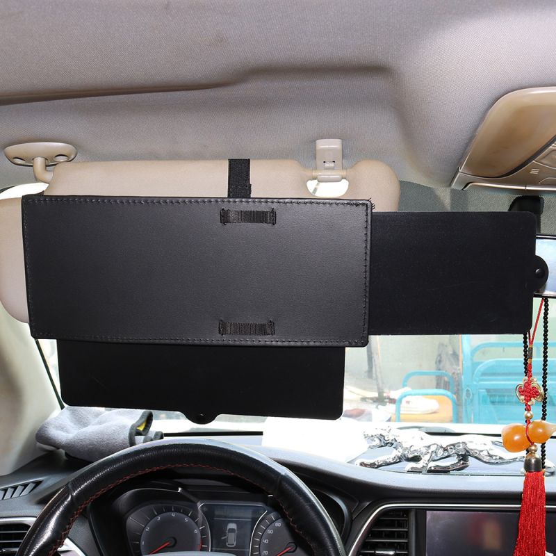 Autóretractív napellenző bőrrel és PC lappal, univerzális illesztés, rögzítés klipszel, testreszabás és logónyomtatás