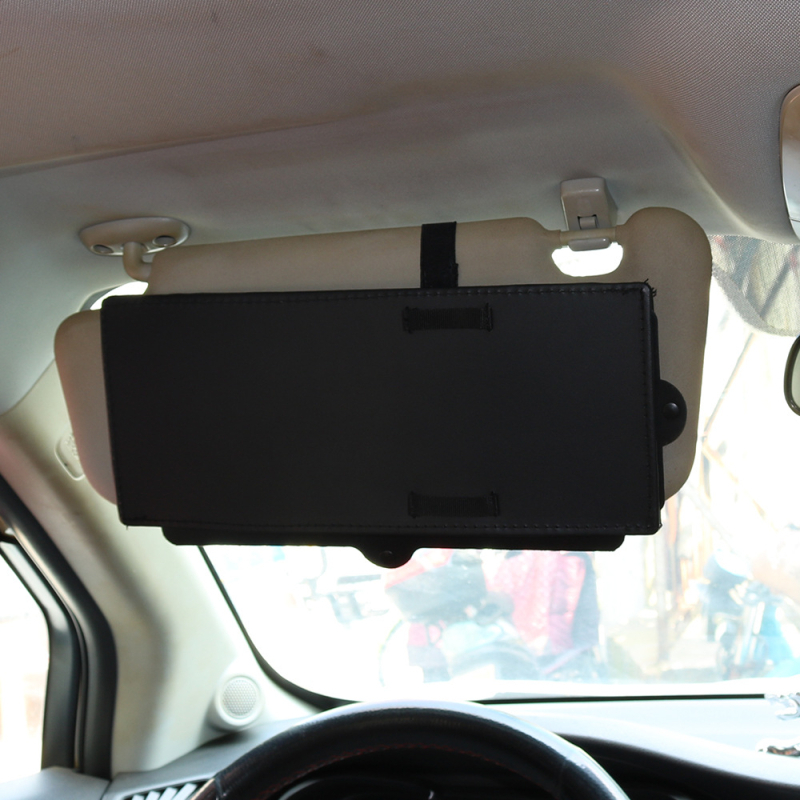 Autóretractív napellenző bőrrel és PC lappal, univerzális illesztés, rögzítés klipszel, testreszabás és logónyomtatás