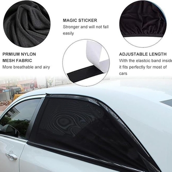 Автомобилен прозоречен мрежест сенник, дишащ нейлонов материал, универсално пасване, монтаж по релса, възможност за печат на лого