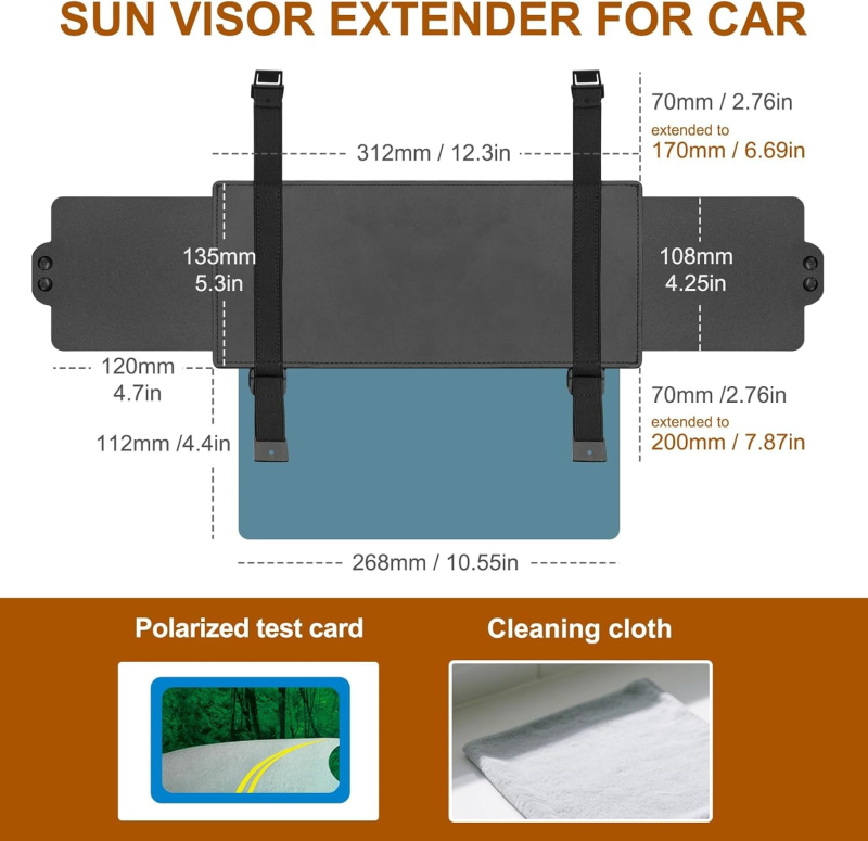 Kožni teleskopni universalni auto sjenilo s anti-glare zaštitom za oči