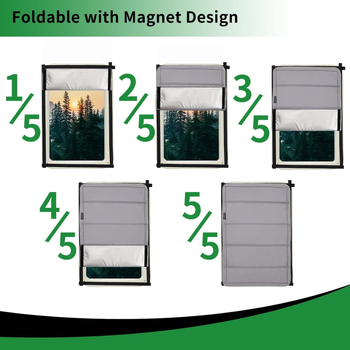 Магнитна двустранна сгъваема слънцезащитна щора за кемпер – за люк и странични прозорци; материал: оксфорд плат + памук; универсална съвместимост
