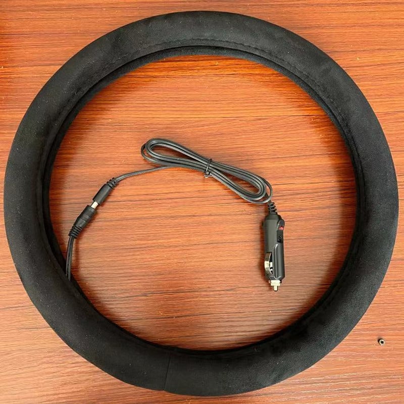 Θερμαινόμενο κάλυμμα τιμονιού από σουέτ, 12V, καθολική εφαρμογή