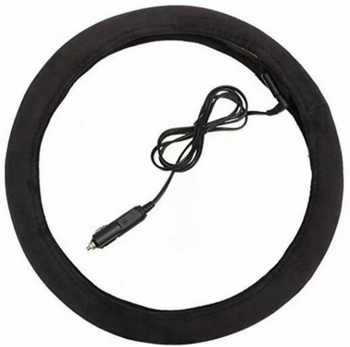 Καλύμμα τιμονιού αυτοκινήτου με θέρμανση, 12V, suede επιφάνεια, γενική εφαρμογή