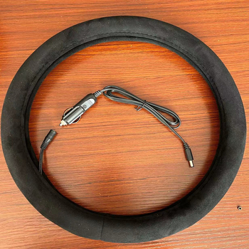 Καλύμμα τιμονιού αυτοκινήτου με θέρμανση, 12V, suede επιφάνεια, γενική εφαρμογή