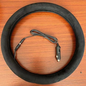 Καλύμμα τιμονιού αυτοκινήτου με θέρμανση, 12V, suede επιφάνεια, γενική εφαρμογή