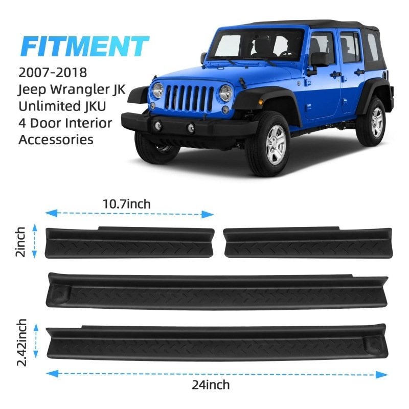 TELLIKA ABS pragovi za Jeep Wrangler JK/JKU, 4 vrata, 2018–2021 – unutarnja zaštita pedala, dekorativni pragovi