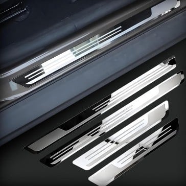 Universāla nerūsējošā tērauda durvju sliekšņa josla – dekoratīvs piederums VW, Hyundai, Nissan un Toyota
