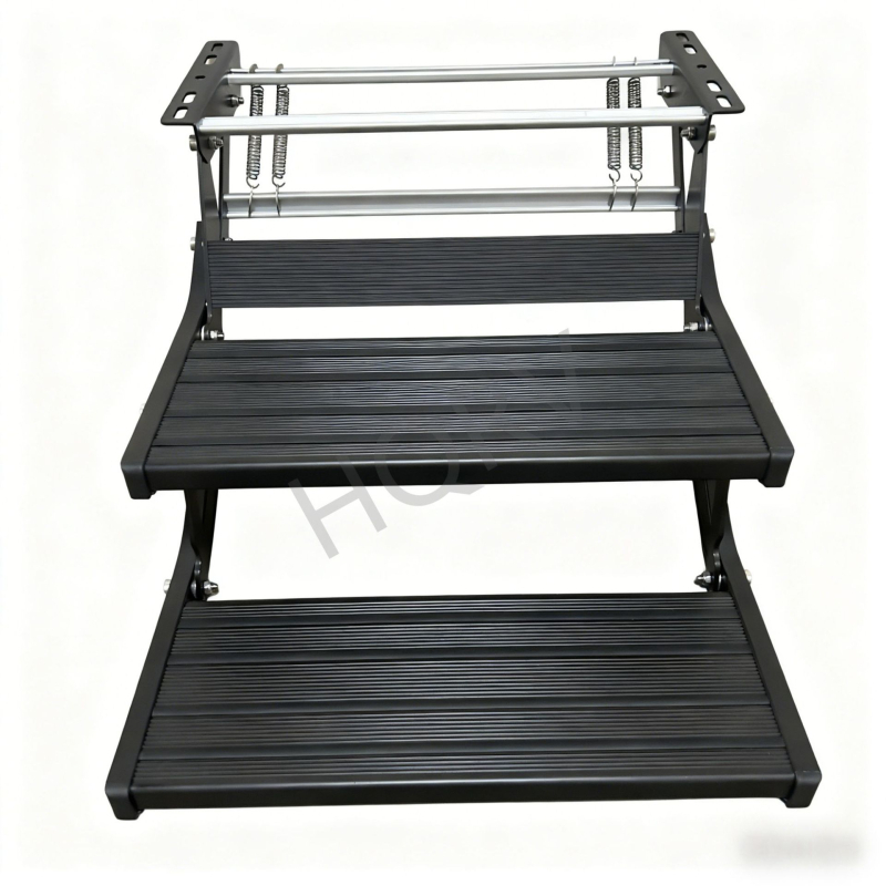 Hwhongrv RV sklopiva stepenica, ručno dvostruko sklapanje, stepenica za doček, nosivost 200 kg, neto težina 9.42 kg