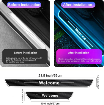 Kit de iluminare praguri auto, fără cabluri, lumini ambient LED, pedale de întâmpinare, decor interior, universal pentru transmisie automată