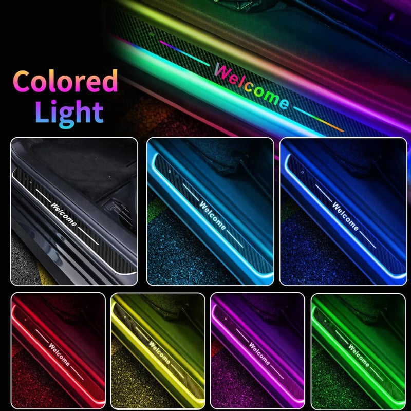 Kit de iluminare praguri auto, fără cabluri, lumini ambient LED, pedale de întâmpinare, decor interior, universal pentru transmisie automată