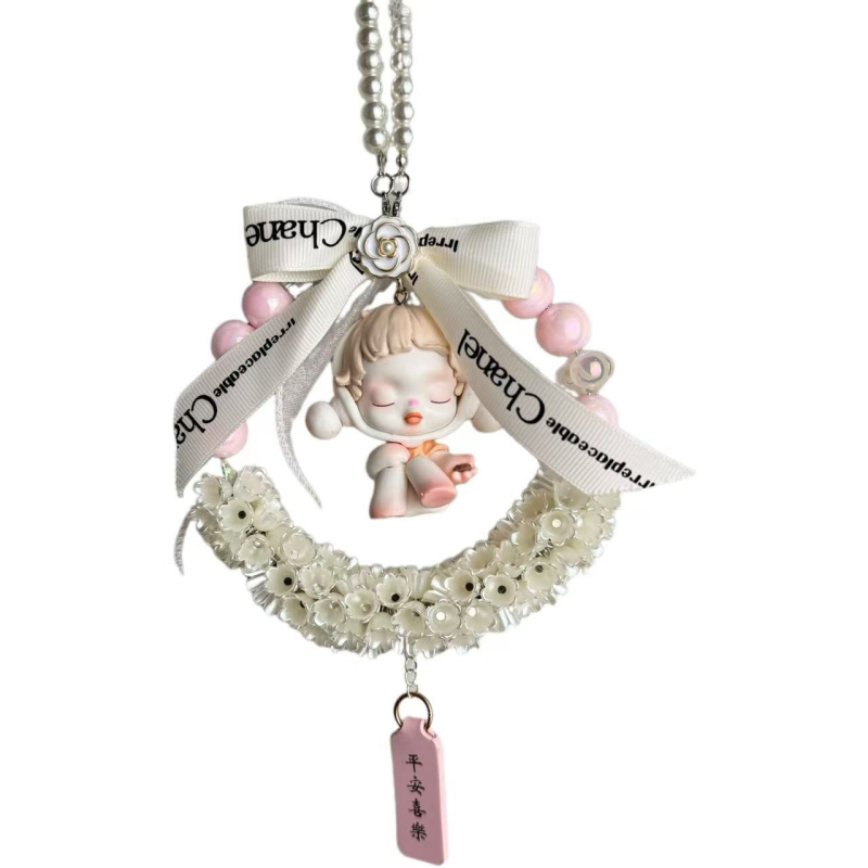 Автомобилно окачено декоративно украшение, акрил, мотив ландыш, полукръгъл дизайн, персонализируемо, достъпна луксозна визия