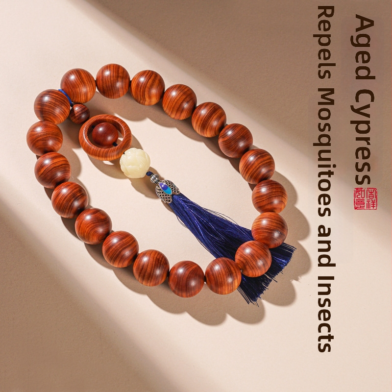 Thuja puidust helmeste käevõru, etnilise stiiliga, poleeritud käsitöö, kingitus vanematele ja sõpradele, suvi 2024