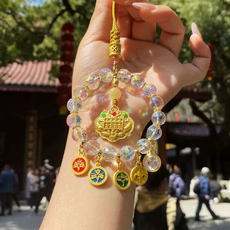 Kristályos autó visszapillantó tükör medál, Öt Pénzisten, modern stílus, belső dekoráció autóhoz